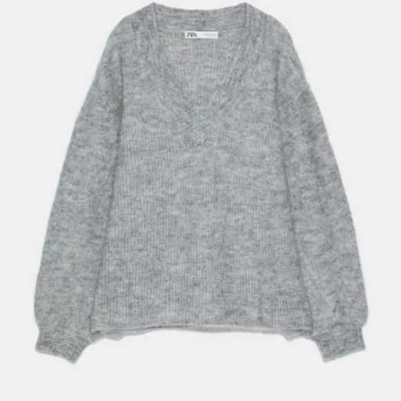 Zara Womens Oversized Sweater S Gray Mohair Wool - Picture 9 of 11